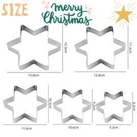 Star Cookie Cutter Set, 5-Piece Star Shape, Stainless Steel Cookie Cutter for Baking