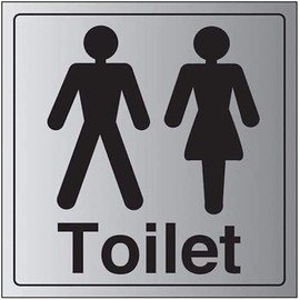 VSafety General Door-Gents/Ladies Toilet Sign - 150mm x 150mm - 3mm Brushed Alu Comp