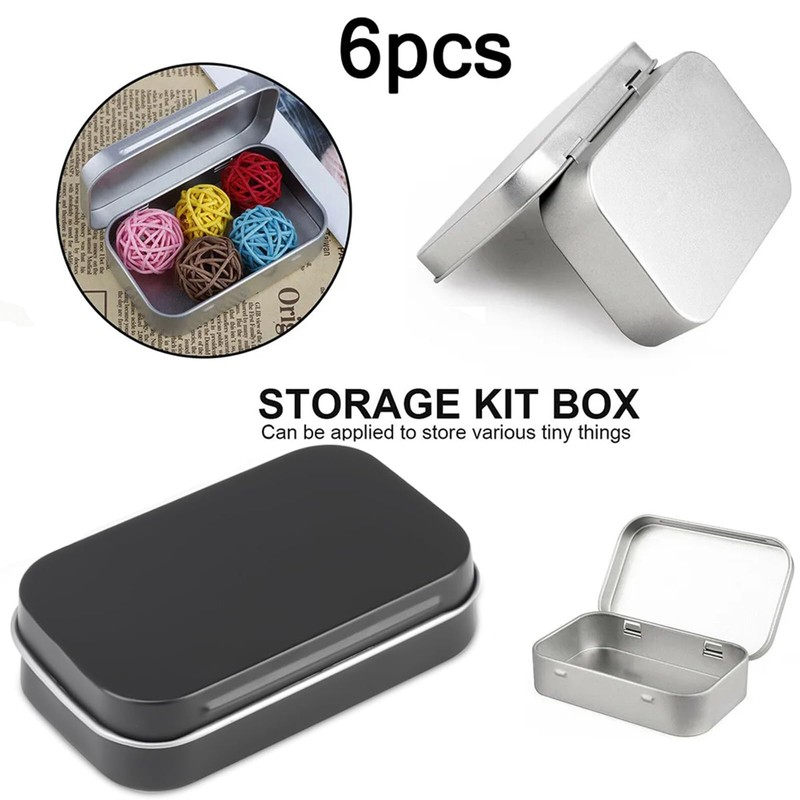 Small tins,Rectangular Tins Metal Container Empty Hinged Portable Storage Box,Organizer