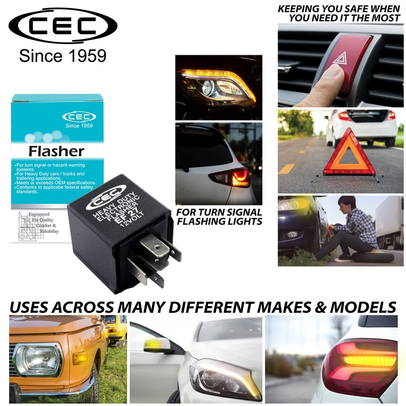 CEC Industries EF27 12V Heavy Duty 5-Pin Electronic Flasher Relay