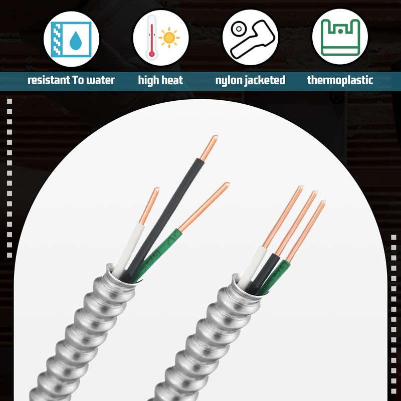 Kingdder Metal Clad Cable, Wire With Ground, Metal Solid Clad
