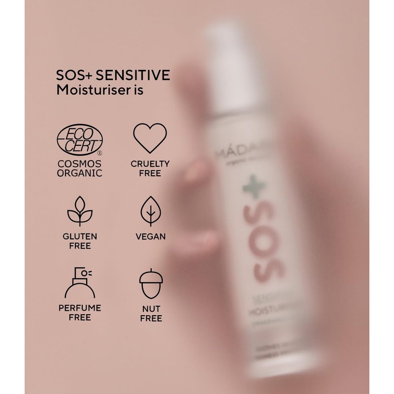 MÁDARA Organic Skincare, SOS+ Sensitive Moisturiser, 50 ml, Light Daily