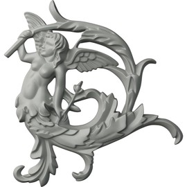 Ekena Millwork ONL08X08X01AN-R 8 1/4" W by 8 5/8" H by 7/8" P Angel Leaf Onlay, Right