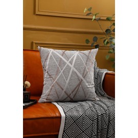 RKAAS HOME Pack of 2 Decorative Luxurious Chenille Square Cushion Cover for Living Room Sofa Couch Bed 45cm x 45cm 18x18 Inches (Pack of 2 - Silver Grey)