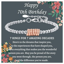 YOKIKA 70th Birthday Gifts for Women, Silver Bracelet for Women Presents for 70th Birthday Sterling Silver Bracelets Bracelet for Her Mum Grandma Auntie Christmas