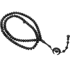 COHEALI Prayer Beads Muslim Tasbih 99 Beads Allah Muhammad Engraved Islamic Prayer Rosary Bead Muslim Islam Misbaha Tasbeeh 99 Prayer Beads Necklace Black