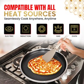 Bezaib 12-Inch Hybrid Nonstick Frying Pan, 316 Stainless Steel, Tri-Ply Skillet, Stay-Cool Handle, PFAS/PFOA Free, Induction Compatible, Oven & Dishwasher Safe