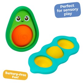 John Adams | Play Tots - Avocado & Bean Popper | Cute character popper toy encourages tactile stimulation, calmness and concentration | Baby and Toddler Toys | Ages 12m+