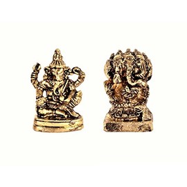 Purpledip Rare Miniature Statue Set (Siddhi Vinayaka Ganesha & Panchmukhi Ganesh): Unique Collectible Gift (11182)