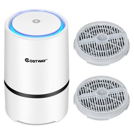 COSTWAY Air Purifier for Home w/ Two True HEPA Carbon Filter, Low Noise, Night Light, Aromatherapy Diffuser With USB Cable (1*Air purifier)