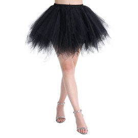 ChicWind Womens Black Puffy Tutu Layered Tulle Petticoat Skirt