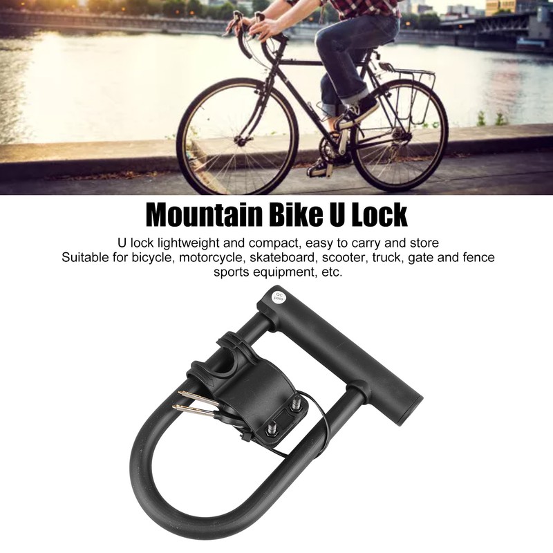Bike U Lock with Steel Cable 2 Key Universal Anti