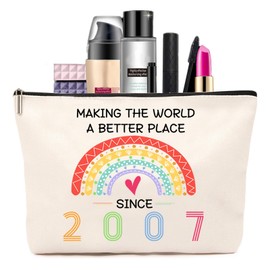 18th Birthday Gifts for Girls, 2007 Birthday Inspirational Rainbow Cosmetic Bags, Funny 18th Birthday Gift for Women, 18 Years Old Birthday Gifts Make up Bags for Teenage Girls