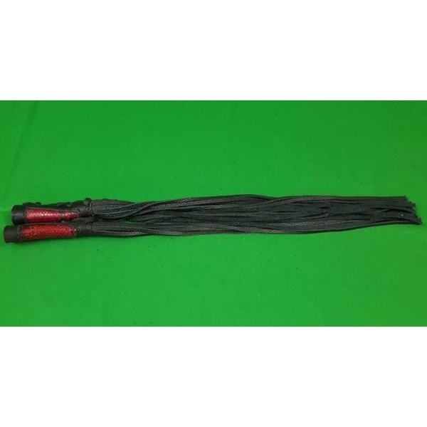 TRD Leather Black Leather and Red Python Motorcycle Lever Covers