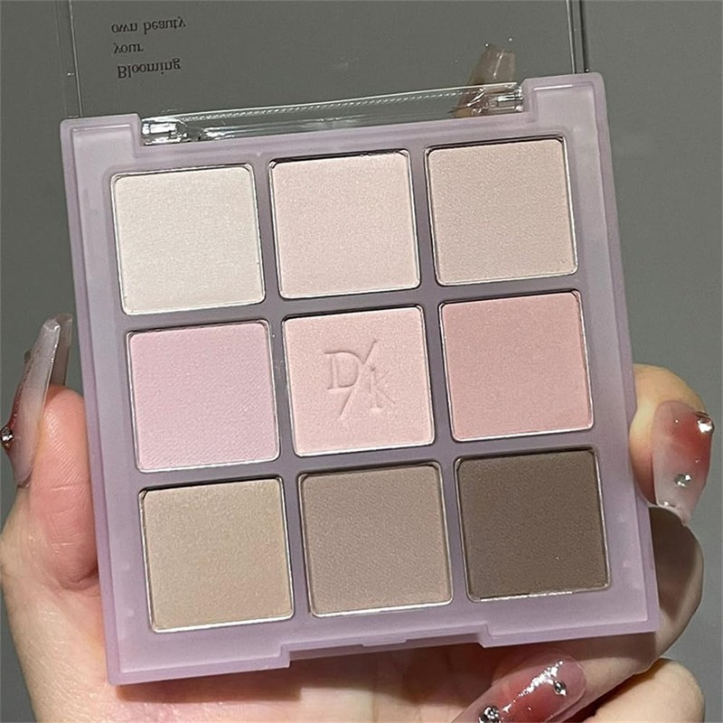 9-Color Glitter & Pastel Eyeshadow Palette - Long-Lasting, Creamy, Waterproof,