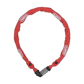 ABUS Kettenschloss 1200 Web – Zahlenschloss mit 3-stelliger Kombination – Kette aus gehärtetem Stahl – Leichtes Fahrradschloss mit Farbauswahl – Fahrradzubehör – 60 cm – Rot