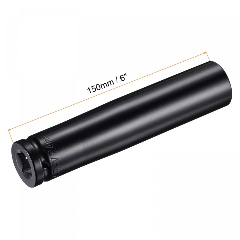 sourcing map 1/2" Drive by 24mm Deep Impact Socket, Heat-Treated