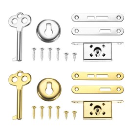 uxcell Vintage Full Mortise Mini Locks with Key Set of 2, Zinc Alloy Mini Lock Jewelry Box Lock Replacement Box Lock for Cedar Box, Wine Box & Cabinet, Grey Black