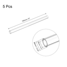 sourcing map Pack of 5 Plastic Pipes Rigid Polycarbonate Round Tube Clear 0.2 Inch (5 mm) Inner Diameter 0.23 Inch (6 mm) Outer Diameter 6 Inch (150 mm) High Effect for Lighting Models Water Pipes