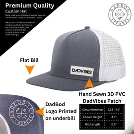 DadBod Apparel DB Premium Active 5-Panel (Charcoal/White) Baseball Cap: Snapback Hats for Men, Stylish Mens Hat, Trucker Hat, Dad Hats for Men