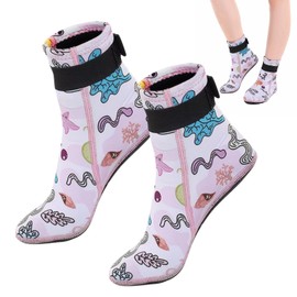 Kighdel Neoprene Socks Verruca Sock Swimming Socks Kids Soft and Comfortable Anti-Scratch Anti-Slip Anti-Scalding and Warm Suitable for Beach Diving Swimming and Water Sports (Pink)