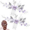 PAGOW 2PCS Leaf Hair Combs, Purple Rhinestone Hair Comb Clips,