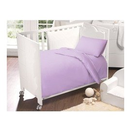 2 Piece Bedding Set Pillowcase+Duvet Cover for Baby Toddler to fit Cot/Cot Bed (120cm x 150cm, Lilac)