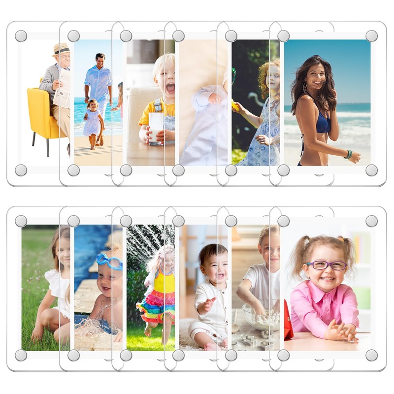 saerryor 12 Pack Acrylic Fridge Magnetic Frame, 2.36 x 3.54