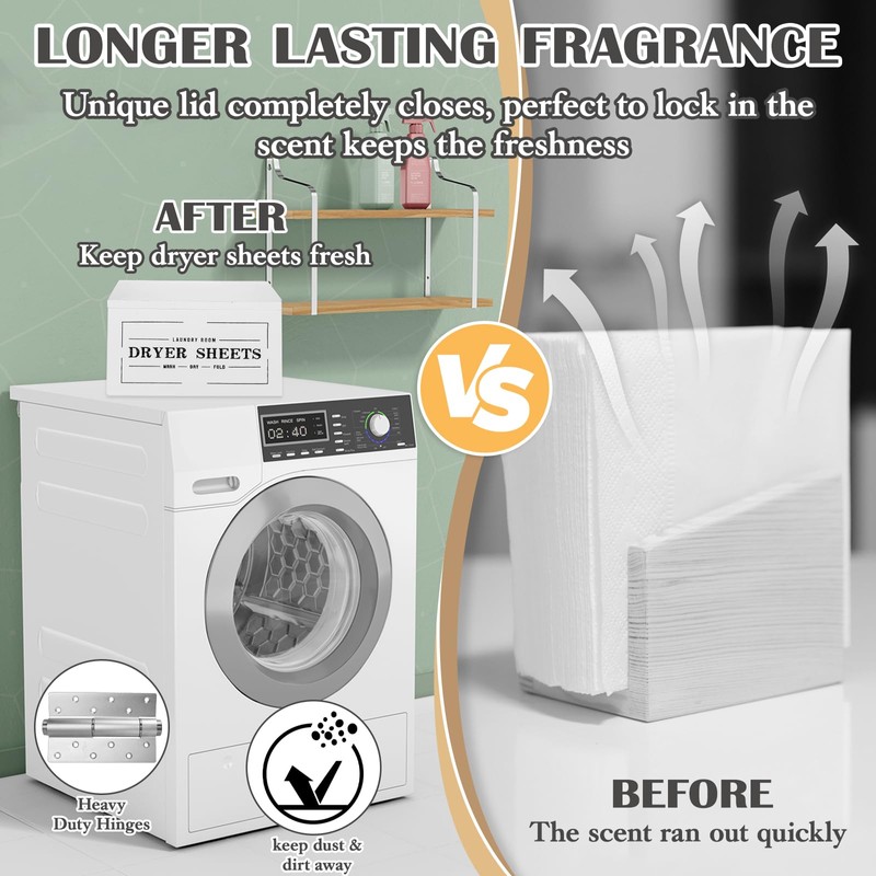 Limbeuuu Farmhouse Dryer Sheet Holder with Lid - Rustic Dryer