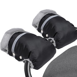 Pram Stroller Hand Muffs, MIVITOOM Waterproof Hand Gloves Winter Windproof Thickening Anti-Freeze Pram Hand Muff for Parents, Grey