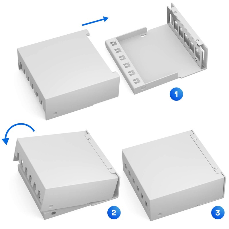 hb-digital 6-Port Patch Panel Housing for Keystone Modules with e.g.