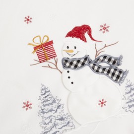 texpot Christmas Tablecloth with Embroidery Snowman Winter Advent Christmas Table Runner (Ecru, 40 x 40 cm Cushion Cover)