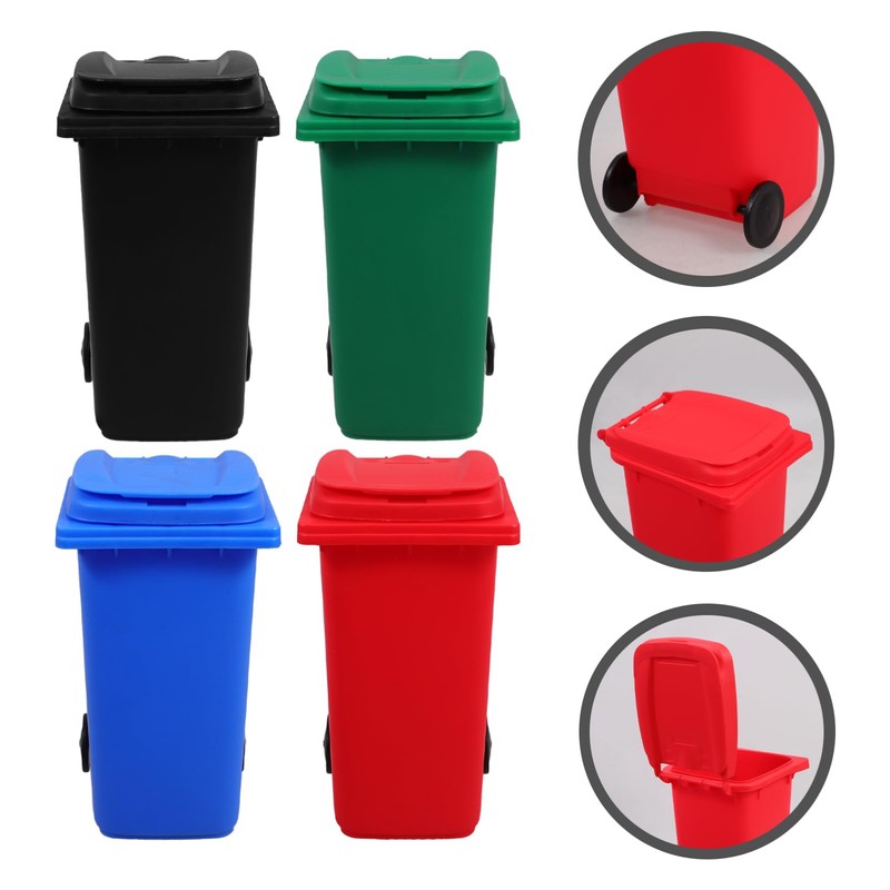 TEHAUX 4pcs Mini Trash Can Pencil Holder Desktop Garbage Bins