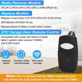 310Mhz DTC for Linear Delta 3 Garage Door Remote, 8 Dip Switch Li-Near DTC Remote Replace DT DTA DTD DTC DTD DT2D DT4A, Digital Control Delta 3 Garage Door Opener Transmitter - Easy Program