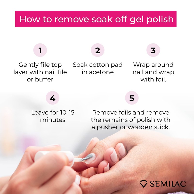 Semilac Remover Acetone Nail Polish Remover 125 ml for Hybrid