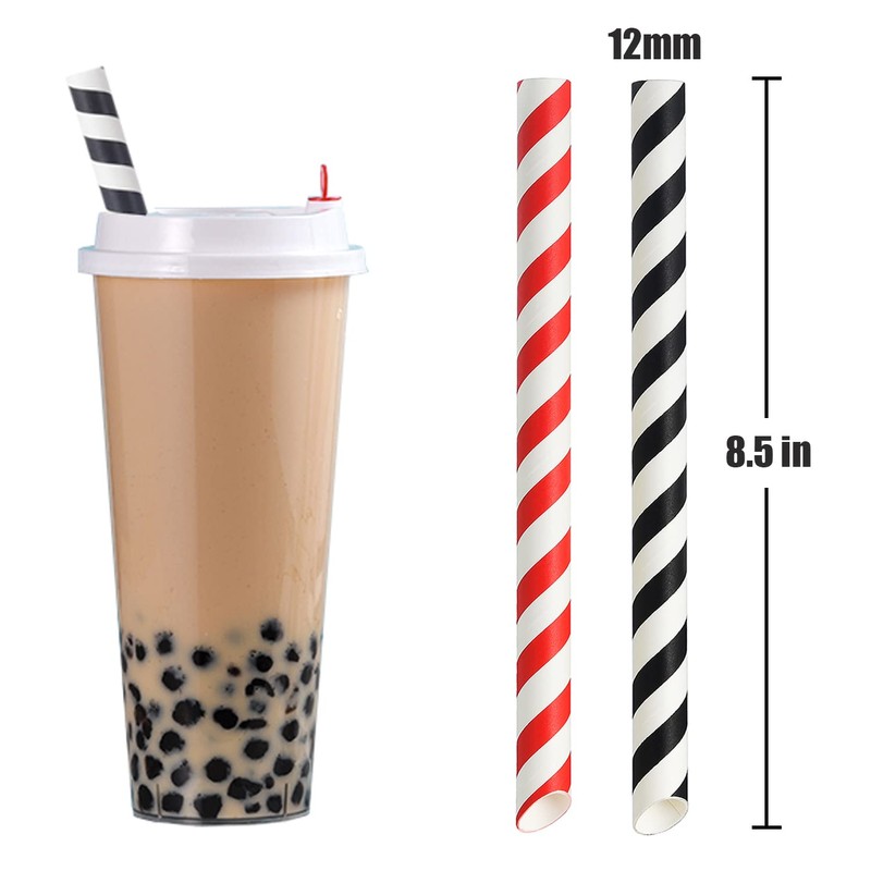 ALINK Paper Boba Straws, 4-Layer Heavy Duty, 12mm Extra Wide
