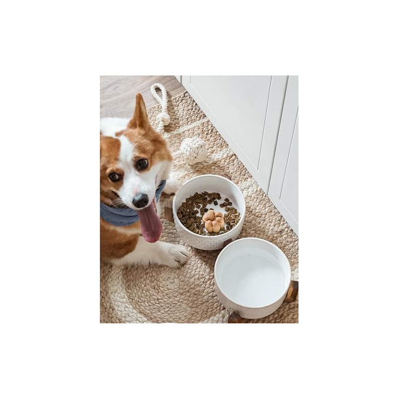 LE TAUCI LE TAUCI Dog Bowl Set with Acacia Wood