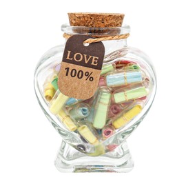 HSXIANG Capsule Letters Message in a Bottle，Lovely Notes Couples Gifts for Boyfriend Girlfriend Wife Friend Birthday Christmas Anniversary Valentine Day. (Transparent colour 30pcs)
