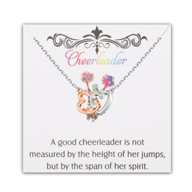 PLITI Cheerleader Necklace Cheerleading Gift Cheer Team Gift Interlocking Heart Pendant For Cheer Coach (Cheerleader 2heart nec)