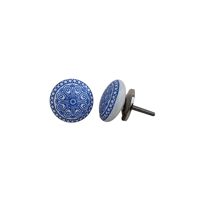 KPAVIR Set of 12 Handmade Ceramic Knobs | Blue Ceramic