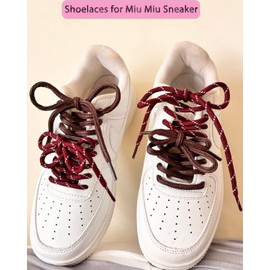 4 Pairs Shoe Laces for Miu Miu Sneaker, Brown Waxed Shoe Laces, Strong Braided Round Shoelaces Leather Replacement Laces Kit C