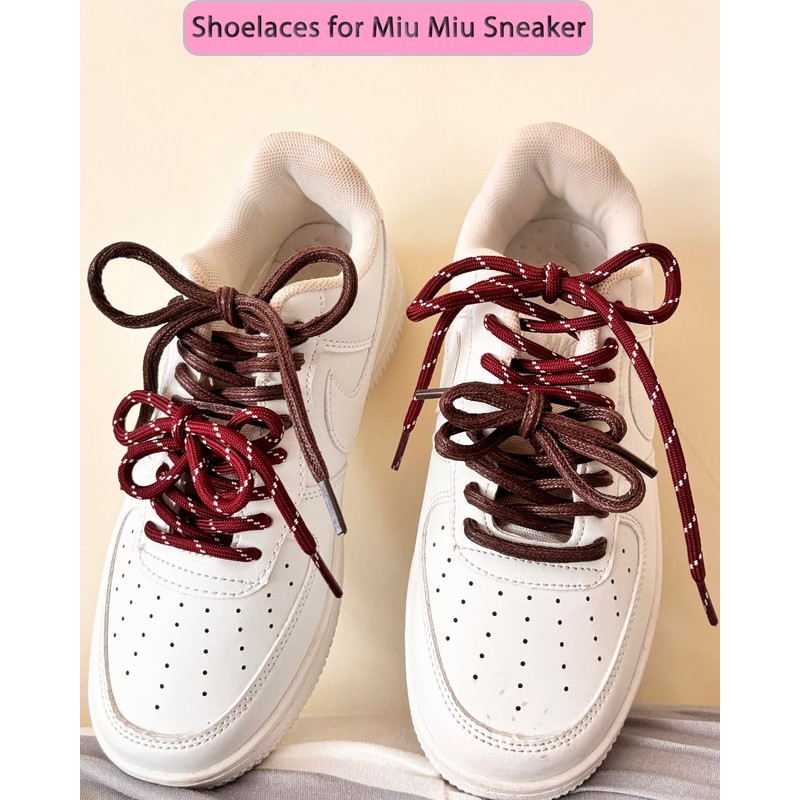 4 Pairs Shoe Laces for Miu Miu Sneaker, Brown Waxed