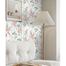 Fiula Floral Peel and Stick Wallpaper 16.1" × 78.7" Leaves Boho Wallpaper Removable Self-Adhesive Decorative Shelf Drawer Liner Roll Waterproof