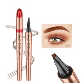 Anifer Liquid Microblading Light Brown Eyebrow Pencil, Waterproof, Long-Lasting, Natural, 4-Point Fork Tip Eyebrow Pencil. (Light Brown/Light Brown #01)