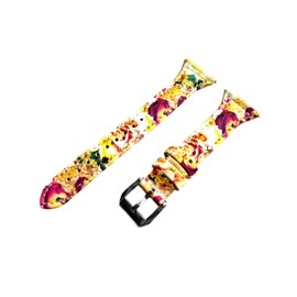 NICKSTON Bouquet Roses Floral Slim Band Compatible with Garmin Vivoactive 4 45mm Case Size Smartwatch Elegant Soft Leather Strap Bracelet PT22 (1. Silver Color Buckle)