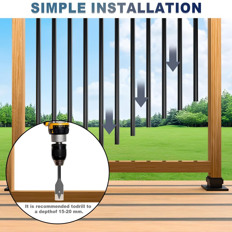 50Pack 36" Aluminum Deck Balusters Round Black Deck Railing Stair