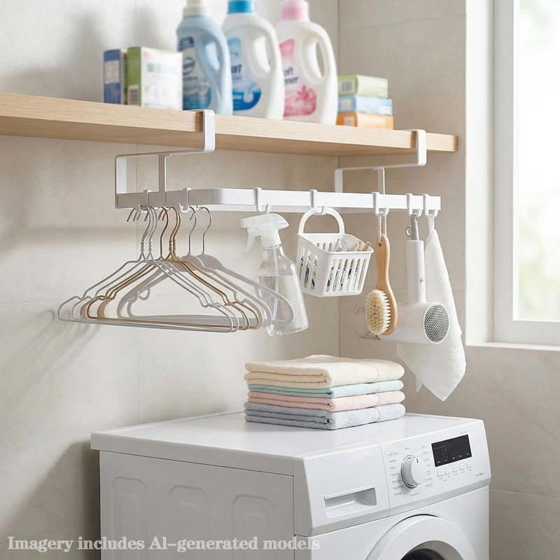 CINPIUK Under Cabinet Clothes Hanger Organizer Stacker for Laundry Room,