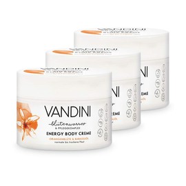 VANDINI Energy Body Cream for Women with Orange Blossom & Babassu Oil - Body Cream & Face Cream for Normal to Dry Skin - Vegan Body Cream for Women in Pack of 3 (3 x 200 ml)