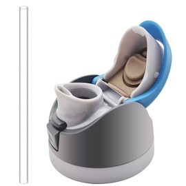 Replacement Lid Compatible with Owala Freesip, with Reusable Plastic Straw, One Button No Leakage Water Bottle Top Cap & Lid Replacement Accessory for 16oz 24oz 32oz 40oz Wide-Mouth Bottles, Blue Grey