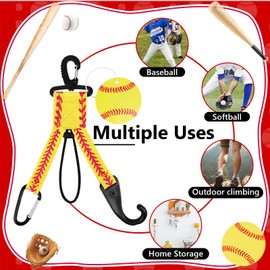 Eyourlife 3-in-1 Dugout Organizer, Softball Bag Hook for Fence, Fence Hooks with Glove Clip, Helmet Hook and Softball Luggage Tags, Backpack Charms Gifts for Men & Women (1 Pack)